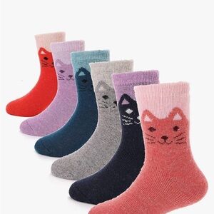 Cute Kids Cat Face Wool Socks Set